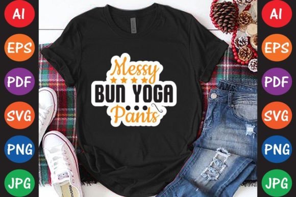 Messy Bun Yoga Pants: A Graphics Asset for Activewear & T-Shirt Designs