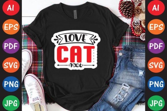 The Love Cat Graphics Asset for Client T-Shirt Designs